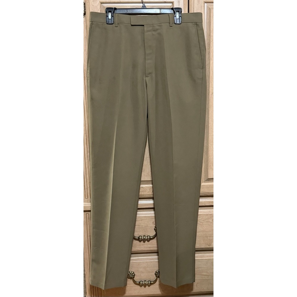 Kenneth Cole Reaction Dress Pants Men's Size 34x34 Olive Green‎ Tapered Classic